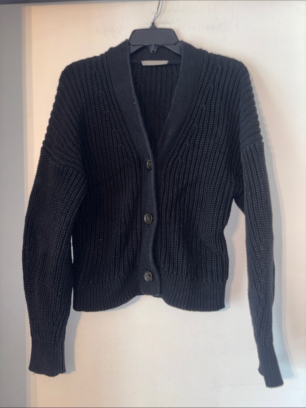 Everlane Black Cable Knit Cardigan